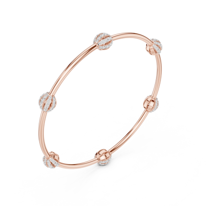 Designer Diamond Bangle Bracelet in Rose Gold | Also in Yellow Gold, Platinum & 925 Silver