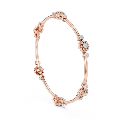 Floral Diamond Bangle Bracelet in Rose Gold | Available in Yellow Gold, Platinum & 925 Silver