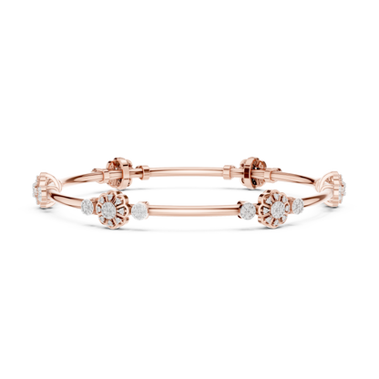 Floral Diamond Bangle Bracelet in Rose Gold | Available in Yellow Gold, Platinum & 925 Silver