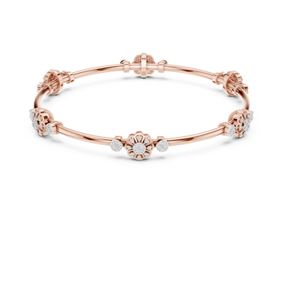 Floral Diamond Bangle Bracelet in Rose Gold | Available in Yellow Gold, Platinum & 925 Silver