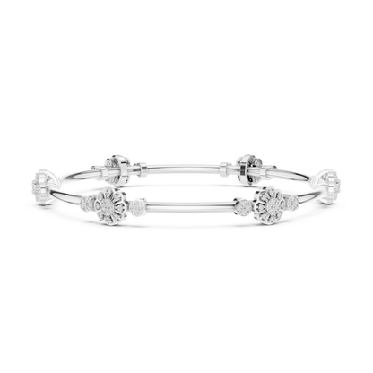 Floral Diamond Bangle Bracelet in Rose Gold | Available in Yellow Gold, Platinum & 925 Silver