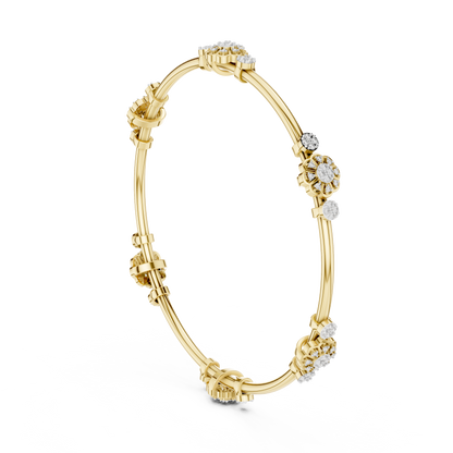 Floral Diamond Bangle Bracelet in Rose Gold | Available in Yellow Gold, Platinum & 925 Silver