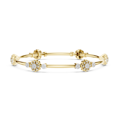 Floral Diamond Bangle Bracelet in Rose Gold | Available in Yellow Gold, Platinum & 925 Silver