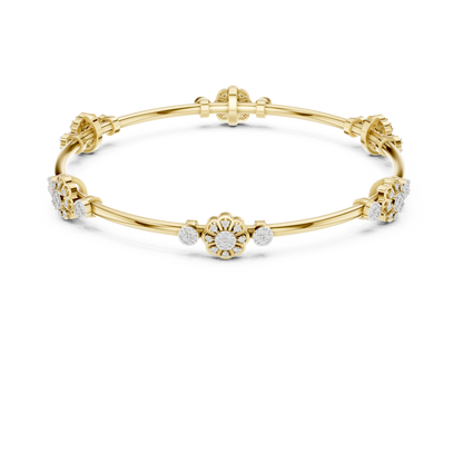 Floral Diamond Bangle Bracelet in Rose Gold | Available in Yellow Gold, Platinum & 925 Silver