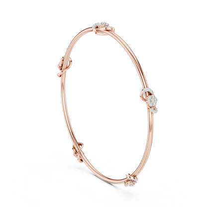Diamond Knot Bangle Bracelet in Rose Gold | Also in Yellow Gold, Platinum & 925 Silver