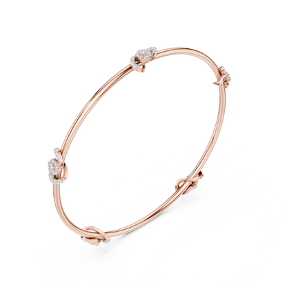 Diamond Knot Bangle Bracelet in Rose Gold | Also in Yellow Gold, Platinum & 925 Silver