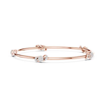 Diamond Knot Bangle Bracelet in Rose Gold | Also in Yellow Gold, Platinum & 925 Silver