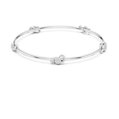 Diamond Knot Bangle Bracelet in Rose Gold | Also in Yellow Gold, Platinum & 925 Silver