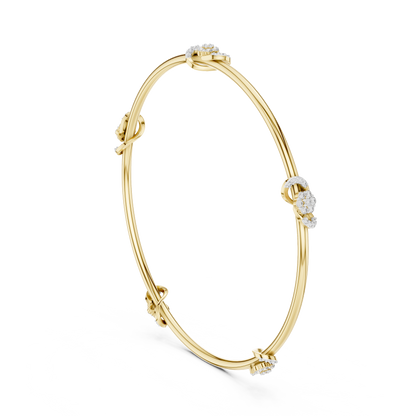 Diamond Knot Bangle Bracelet in Rose Gold | Also in Yellow Gold, Platinum & 925 Silver