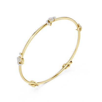 Diamond Knot Bangle Bracelet in Rose Gold | Also in Yellow Gold, Platinum & 925 Silver