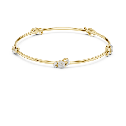 Diamond Knot Bangle Bracelet in Rose Gold | Also in Yellow Gold, Platinum & 925 Silver