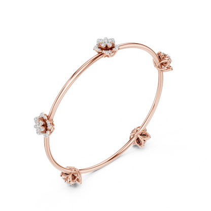 Blossom Knot Diamond Bangle for Women – Gold, Platinum & Silver Options