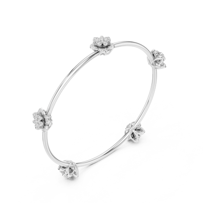 Blossom Knot Diamond Bangle for Women – Gold, Platinum & Silver Options