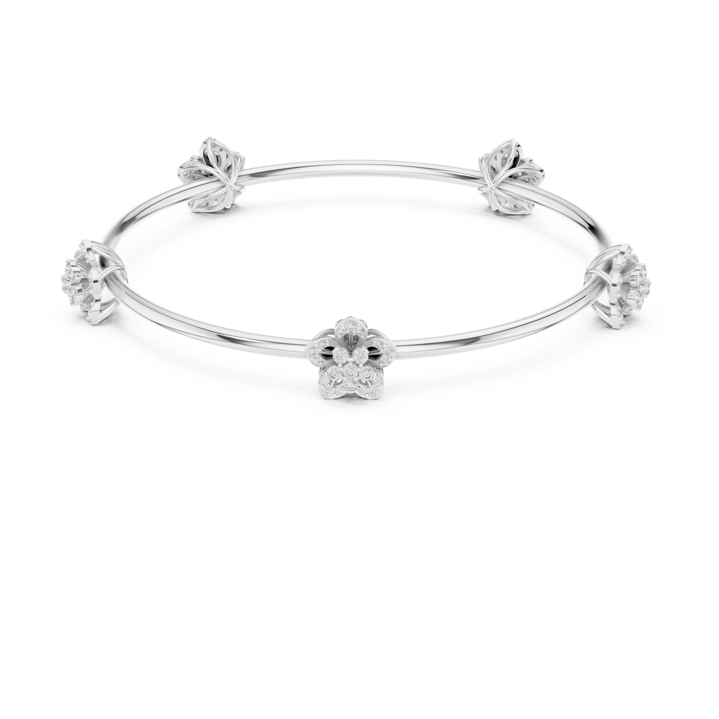 Blossom Knot Diamond Bangle for Women – Gold, Platinum & Silver Options