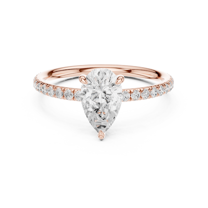 Pear-Cut Solitaire Diamond Ring – Rose Gold