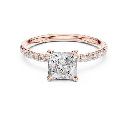 Princess-Cut Solitaire Diamond Ring – Rose Gold