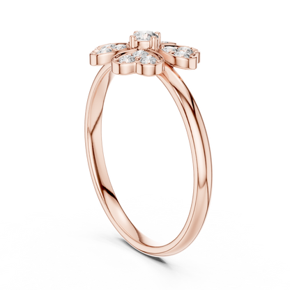 Clover Heart Diamond Ring in 925 Silver | Also in Rose Gold, Yellow Gold & Platinum