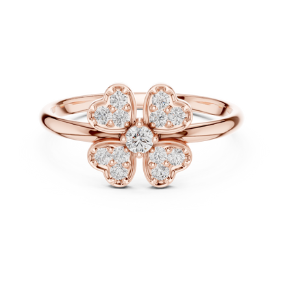 Clover Heart Diamond Ring in 925 Silver | Also in Rose Gold, Yellow Gold & Platinum