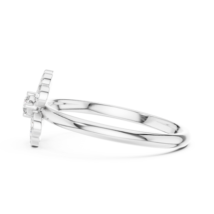 Clover Heart Diamond Ring in 925 Silver | Also in Rose Gold, Yellow Gold & Platinum