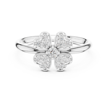 Clover Heart Diamond Ring in 925 Silver | Also in Rose Gold, Yellow Gold & Platinum