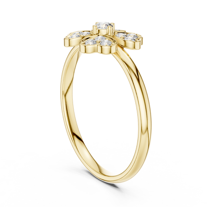 Clover Heart Diamond Ring in 925 Silver | Also in Rose Gold, Yellow Gold & Platinum