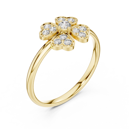 Clover Heart Diamond Ring in 925 Silver | Also in Rose Gold, Yellow Gold & Platinum