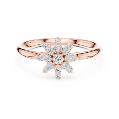 Starburst Floral Diamond Ring in Yellow Gold | Also in Rose Gold, Platinum & 925 Silver
