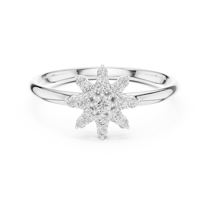 Starburst Floral Diamond Ring in Yellow Gold | Also in Rose Gold, Platinum & 925 Silver