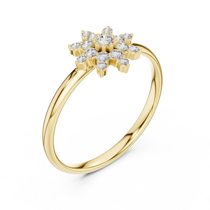 Starburst Floral Diamond Ring in Yellow Gold | Also in Rose Gold, Platinum & 925 Silver