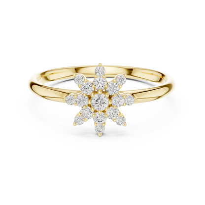 Starburst Floral Diamond Ring in Yellow Gold | Also in Rose Gold, Platinum & 925 Silver