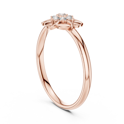 Floral Petal Diamond Ring in Rose Gold | Available in Yellow Gold, Platinum & 925 Silver