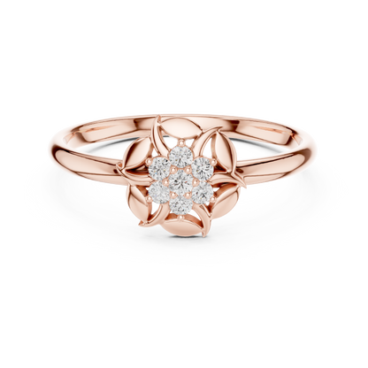 Floral Petal Diamond Ring in Rose Gold | Available in Yellow Gold, Platinum & 925 Silver