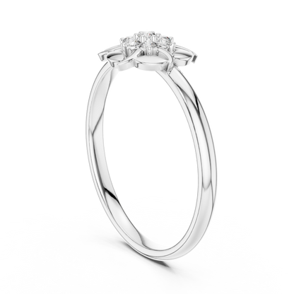Floral Petal Diamond Ring in Rose Gold | Available in Yellow Gold, Platinum & 925 Silver