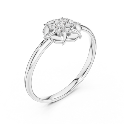 Floral Petal Diamond Ring in Rose Gold | Available in Yellow Gold, Platinum & 925 Silver