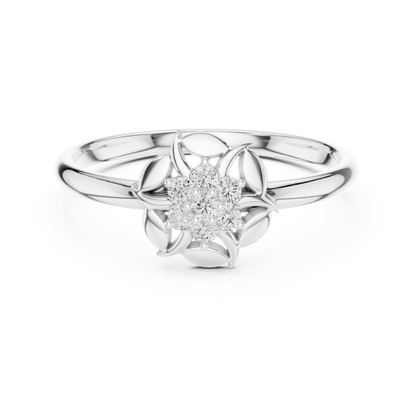 Floral Petal Diamond Ring in Rose Gold | Available in Yellow Gold, Platinum & 925 Silver