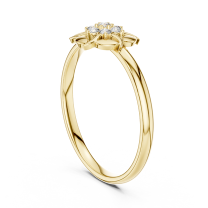 Floral Petal Diamond Ring in Rose Gold | Available in Yellow Gold, Platinum & 925 Silver