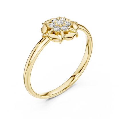 Floral Petal Diamond Ring in Rose Gold | Available in Yellow Gold, Platinum & 925 Silver