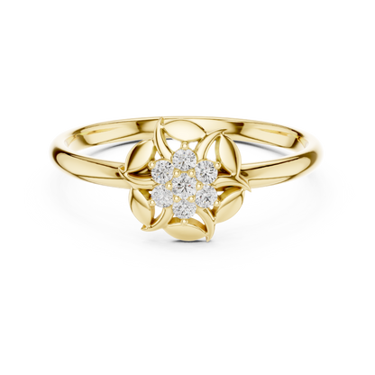 Floral Petal Diamond Ring in Rose Gold | Available in Yellow Gold, Platinum & 925 Silver