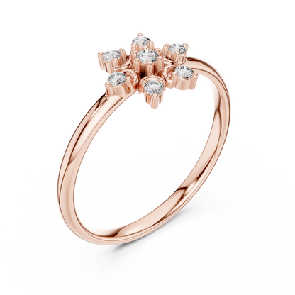 Contemporary Floral Diamond Ring in Yellow Gold | Also in Rose Gold, Platinum & 925 Silver