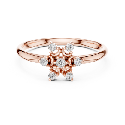 Contemporary Floral Diamond Ring in Yellow Gold | Also in Rose Gold, Platinum & 925 Silver