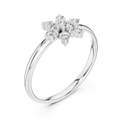 Contemporary Floral Diamond Ring in Yellow Gold | Also in Rose Gold, Platinum & 925 Silver