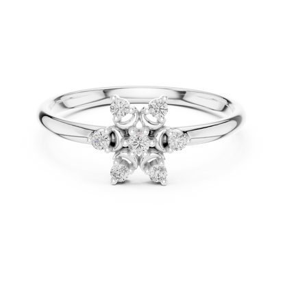Contemporary Floral Diamond Ring in Yellow Gold | Also in Rose Gold, Platinum & 925 Silver