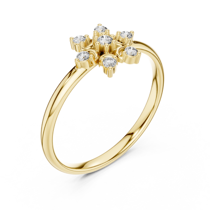 Contemporary Floral Diamond Ring in Yellow Gold | Also in Rose Gold, Platinum & 925 Silver