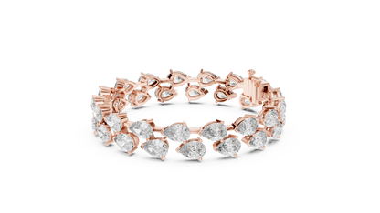 Pear & Round Diamond Cluster Bracelet in Rose Gold | Also in Yellow Gold, Platinum & 925 Silver