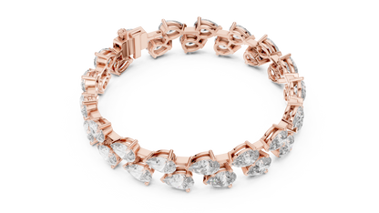 Pear & Round Diamond Cluster Bracelet in Rose Gold | Also in Yellow Gold, Platinum & 925 Silver