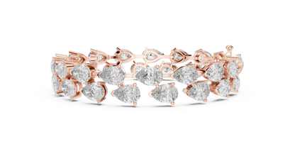 Pear & Round Diamond Cluster Bracelet in Rose Gold | Also in Yellow Gold, Platinum & 925 Silver