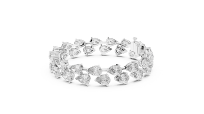 Pear & Round Diamond Cluster Bracelet in Rose Gold | Also in Yellow Gold, Platinum & 925 Silver