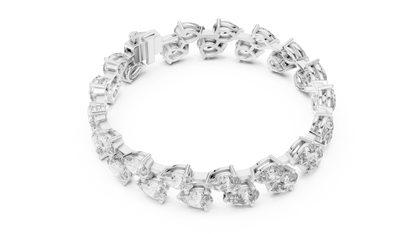 Pear & Round Diamond Cluster Bracelet in Rose Gold | Also in Yellow Gold, Platinum & 925 Silver