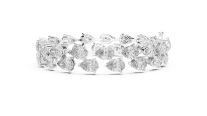 Pear & Round Diamond Cluster Bracelet in Rose Gold | Also in Yellow Gold, Platinum & 925 Silver