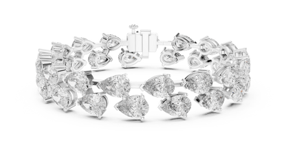 Pear & Round Diamond Cluster Bracelet in Rose Gold | Also in Yellow Gold, Platinum & 925 Silver